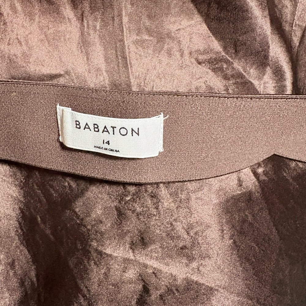 NWT! Satin Mini Skirt - Babaton Aritzia Mini Slip Skirt in Espresso Sz 14 - Picture 5 of 5